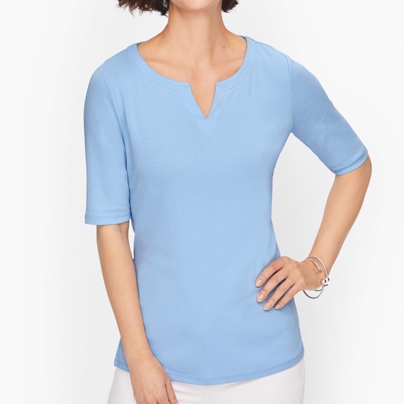 talbots split neck tee